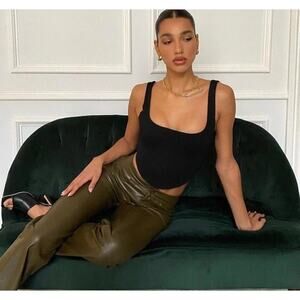 LPA Corset Top Womens XS Black Prescott Cropped Square Neck Minimalist Going Out